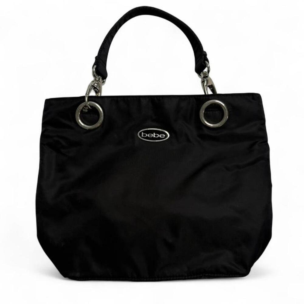 Black Bebe vintage Y2K small handbag shoulder bag with silver hardware